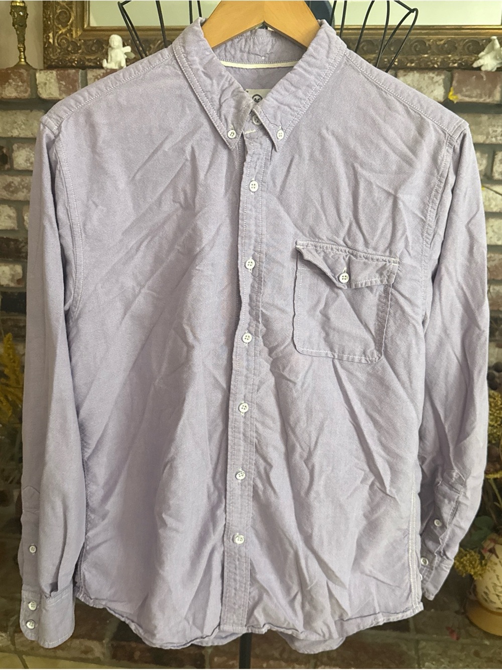 AG Jeans Adriano Goldschmied Men’s Lilac long sleeve button front shirt L